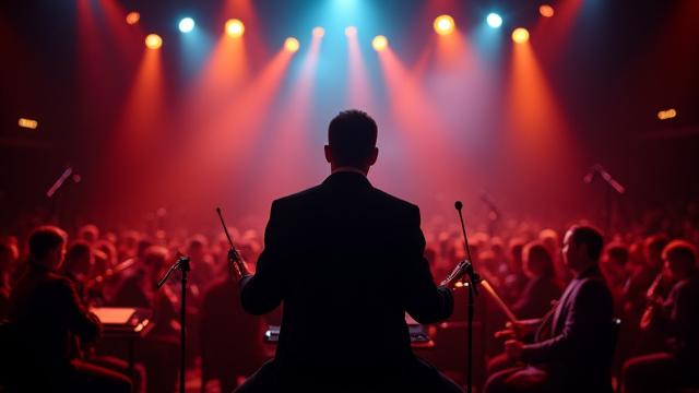 Músicos actuando en un concierto en vivo capturado profesionalmente
